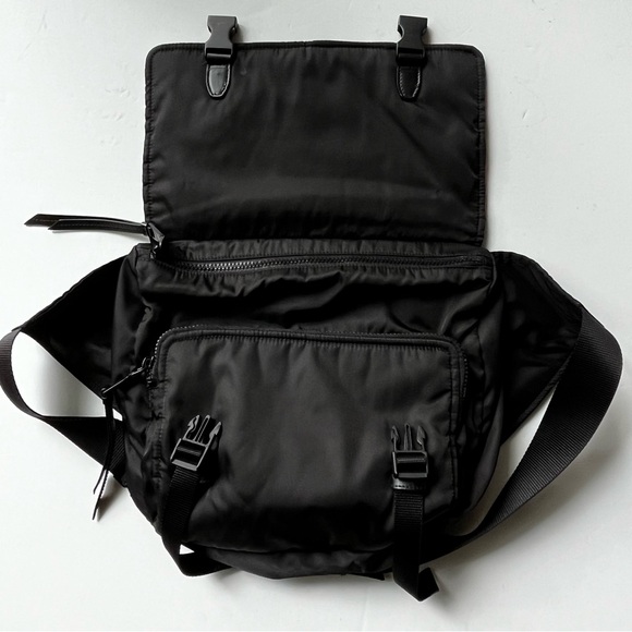 Prada Authentic Logo Stripe Messenger Bag Tessuto - Picture 9 of 16